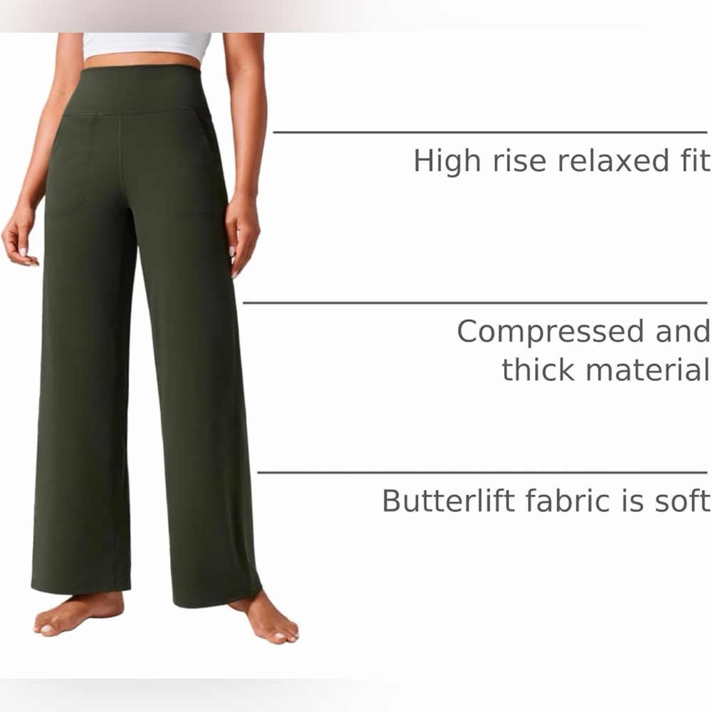 CRZ Yoga Wide Leg Pants Olive Green - L NWT